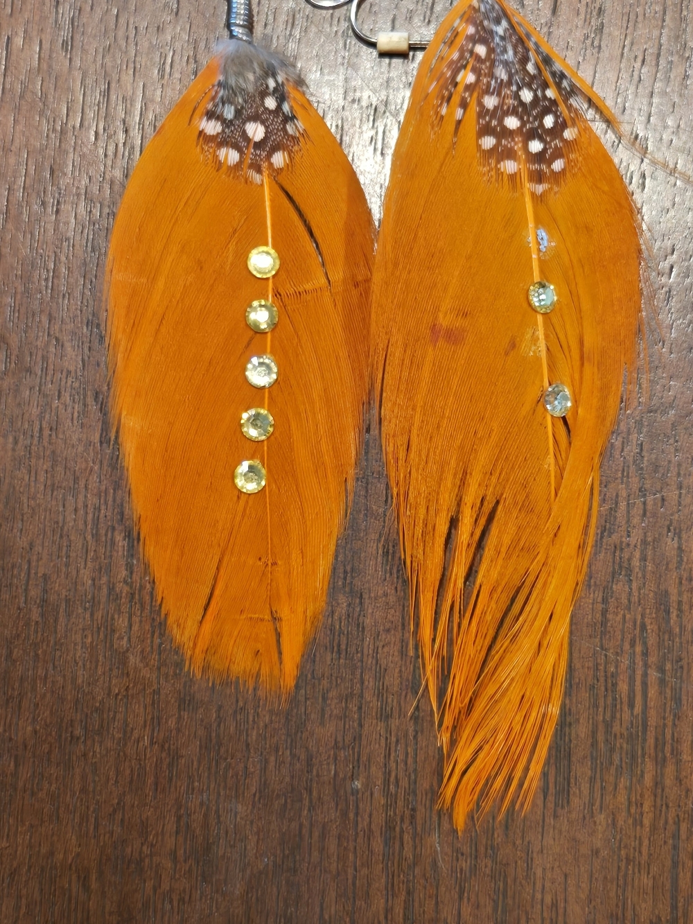 Set Of 4 Boho Orange Feather Dangle Earrings - Picture 2 of 5